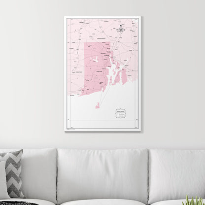 Push Pin Rhode Island Map (Pin Board) - Pink Color Splash CM Pin Board