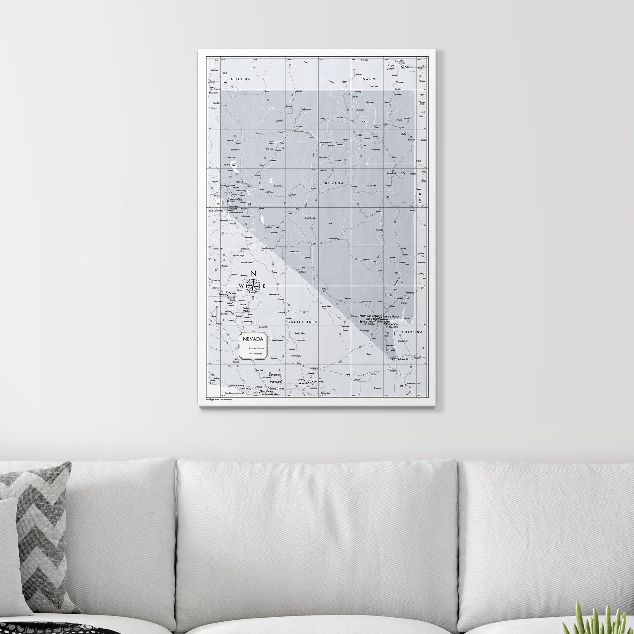 Push Pin Nevada Map (Pin Board) - Light Gray Color Splash CM Pin Board