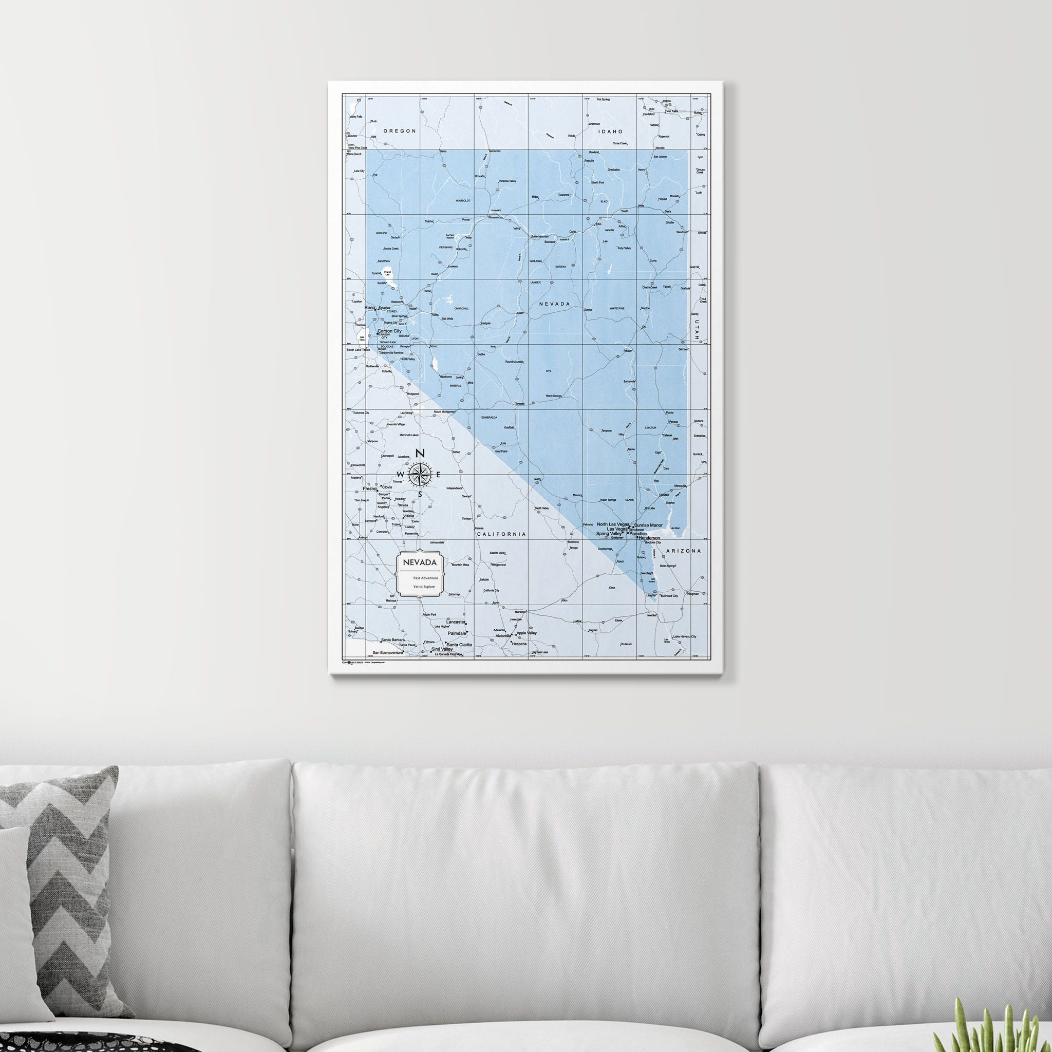 Push Pin Nevada Map (Pin Board) - Light Blue Color Splash CM Pin Board