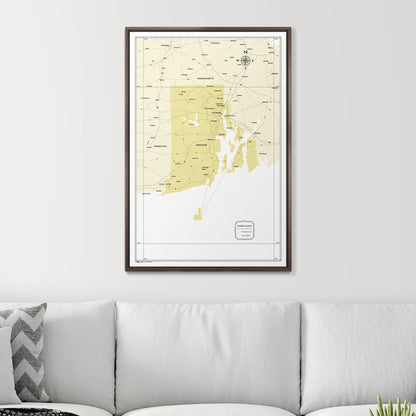 Push Pin Rhode Island Map (Pin Board) - Yellow Color Splash CM Pin Board