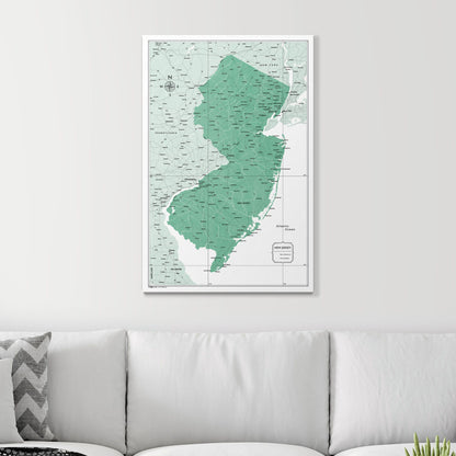 Push Pin New Jersey Map (Pin Board) - Green Color Splash CM Pin Board