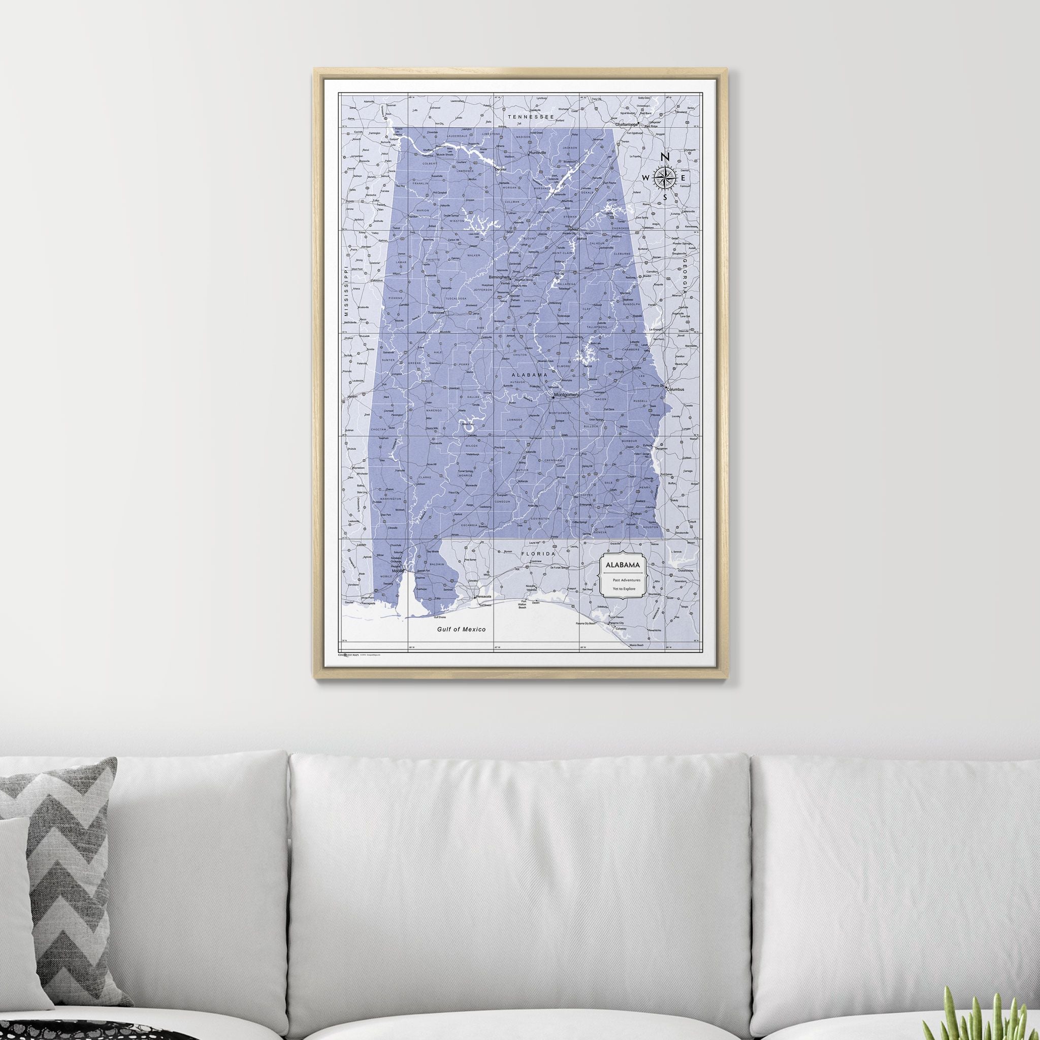 Push Pin Alabama Map (Pin Board) - Purple Color Splash CM Pin Board