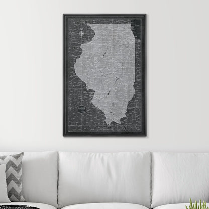 Push Pin Illinois Map (Pin Board) - Modern Slate CM Pin Board