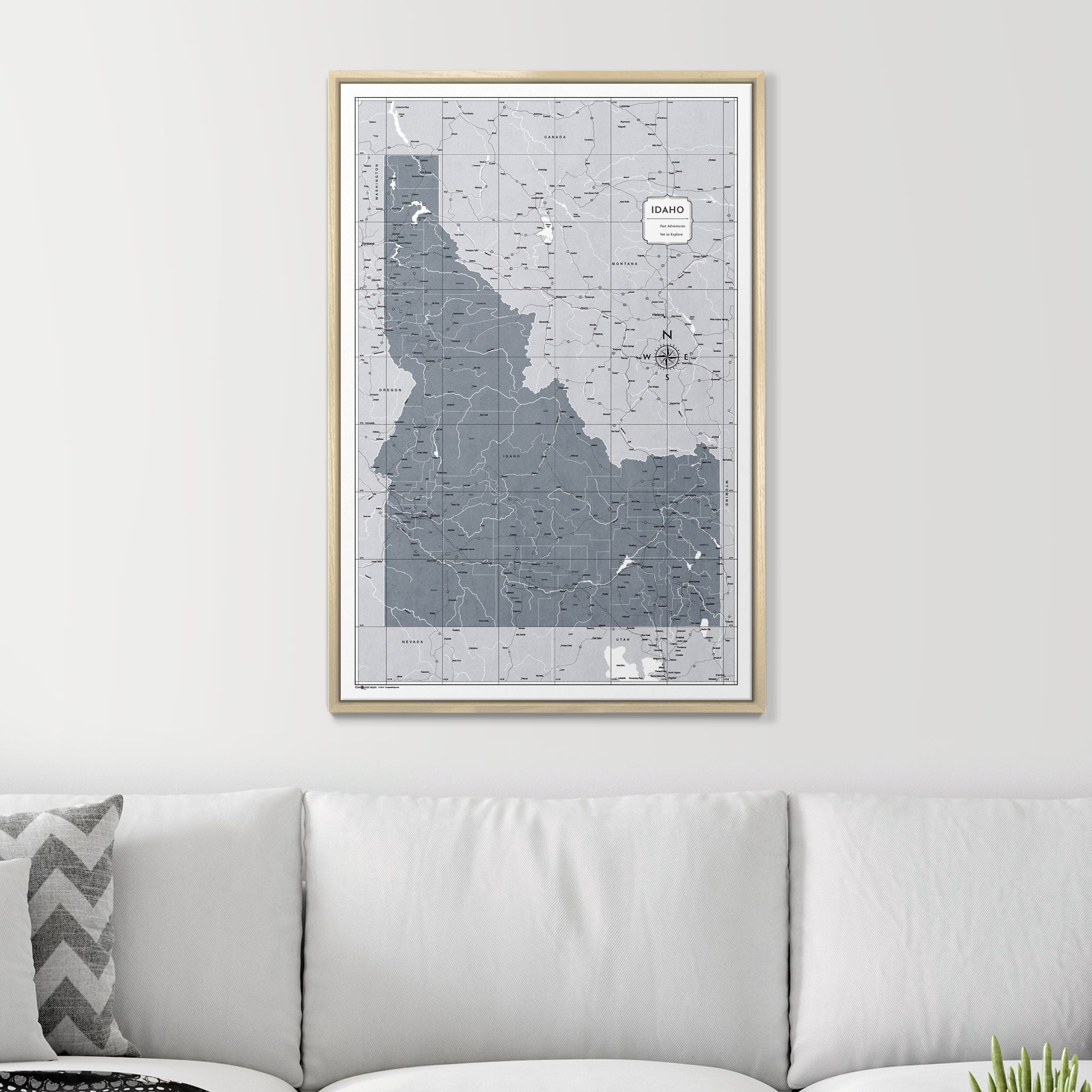 Push Pin Idaho Map (Pin Board) - Dark Gray Color Splash CM Pin Board