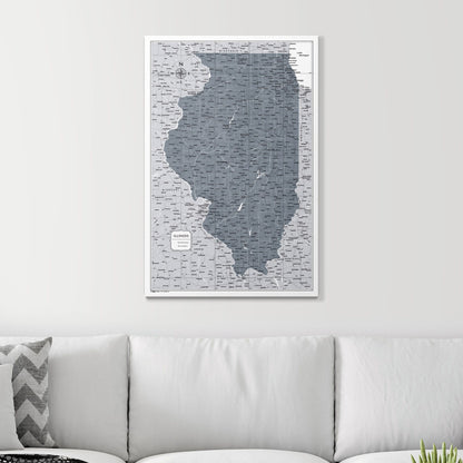 Push Pin Illinois Map (Pin Board) - Dark Gray Color Splash CM Pin Board