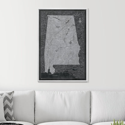 Push Pin Alabama Map (Pin Board) - Modern Slate CM Pin Board