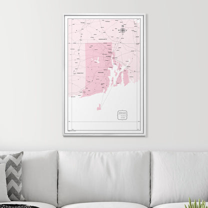 Push Pin Rhode Island Map (Pin Board) - Pink Color Splash CM Pin Board