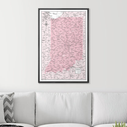 Push Pin Indiana Map (Pin Board) - Pink Color Splash CM Pin Board