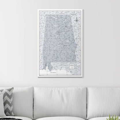 Push Pin Alabama Map (Pin Board) - Light Gray Color Splash CM Pin Board