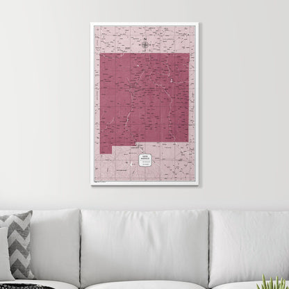 Push Pin New Mexico Map (Pin Board) - Burgundy Color Splash CM Pin Board