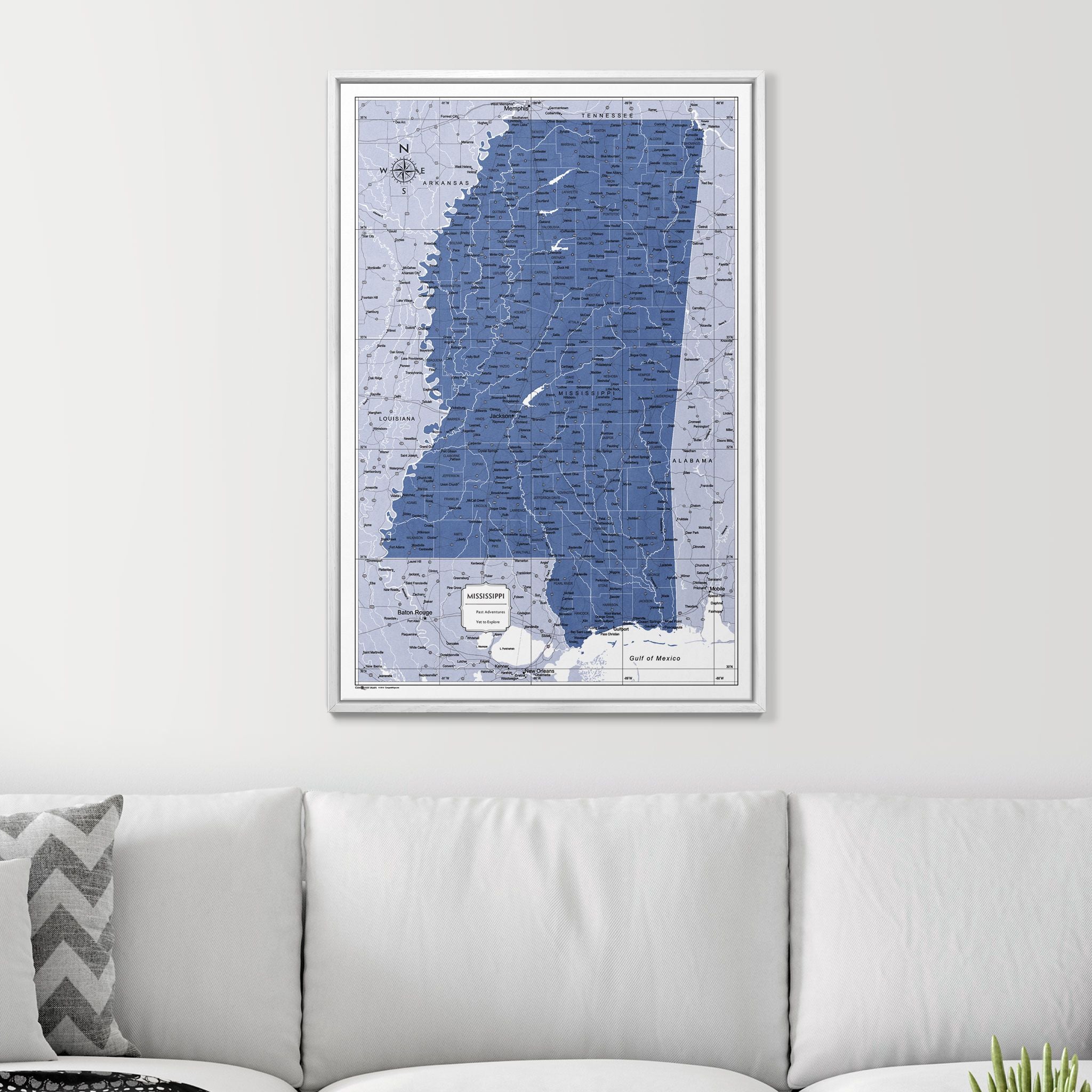 Push Pin Mississippi Map (Pin Board) - Navy Color Splash CM Pin Board