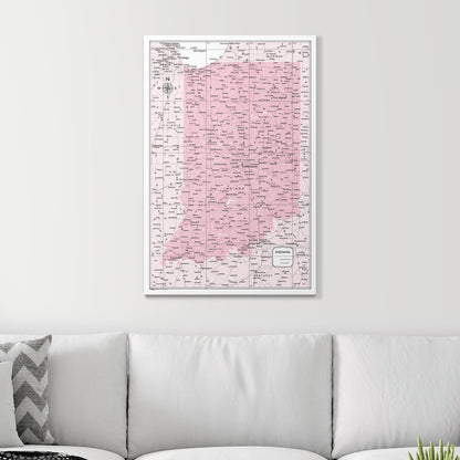 Push Pin Indiana Map (Pin Board) - Pink Color Splash CM Pin Board