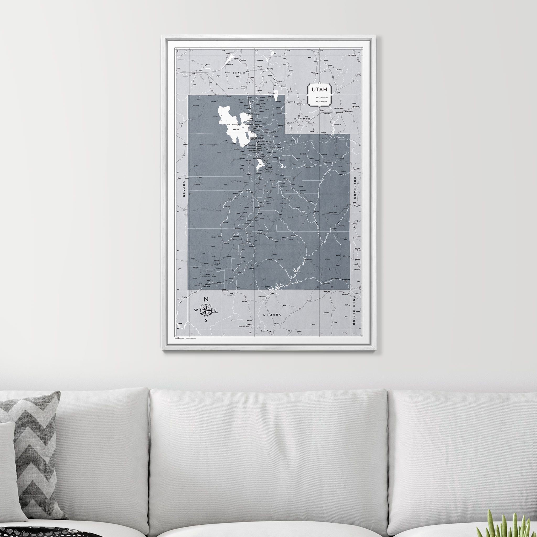 Push Pin Utah Map (Pin Board) - Dark Gray Color Splash CM Pin Board