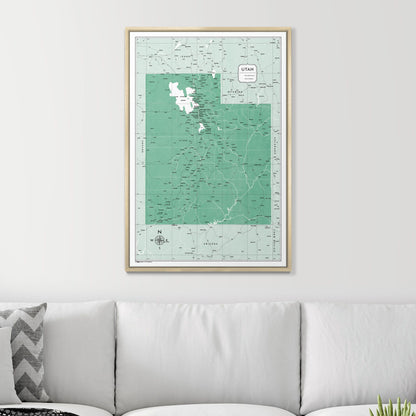 Push Pin Utah Map (Pin Board) - Green Color Splash CM Pin Board