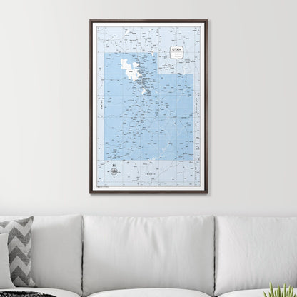 Push Pin Utah Map (Pin Board) - Light Blue Color Splash CM Pin Board