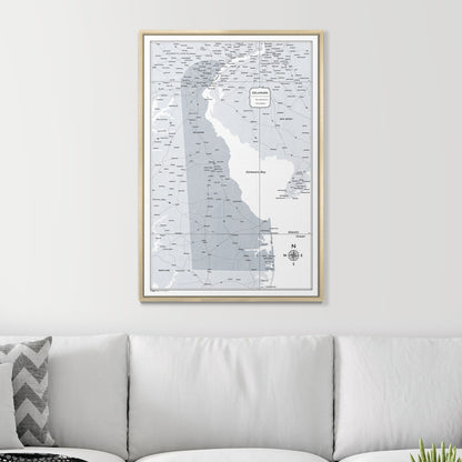 Push Pin Delaware Map (Pin Board) - Light Gray Color Splash CM Pin Board