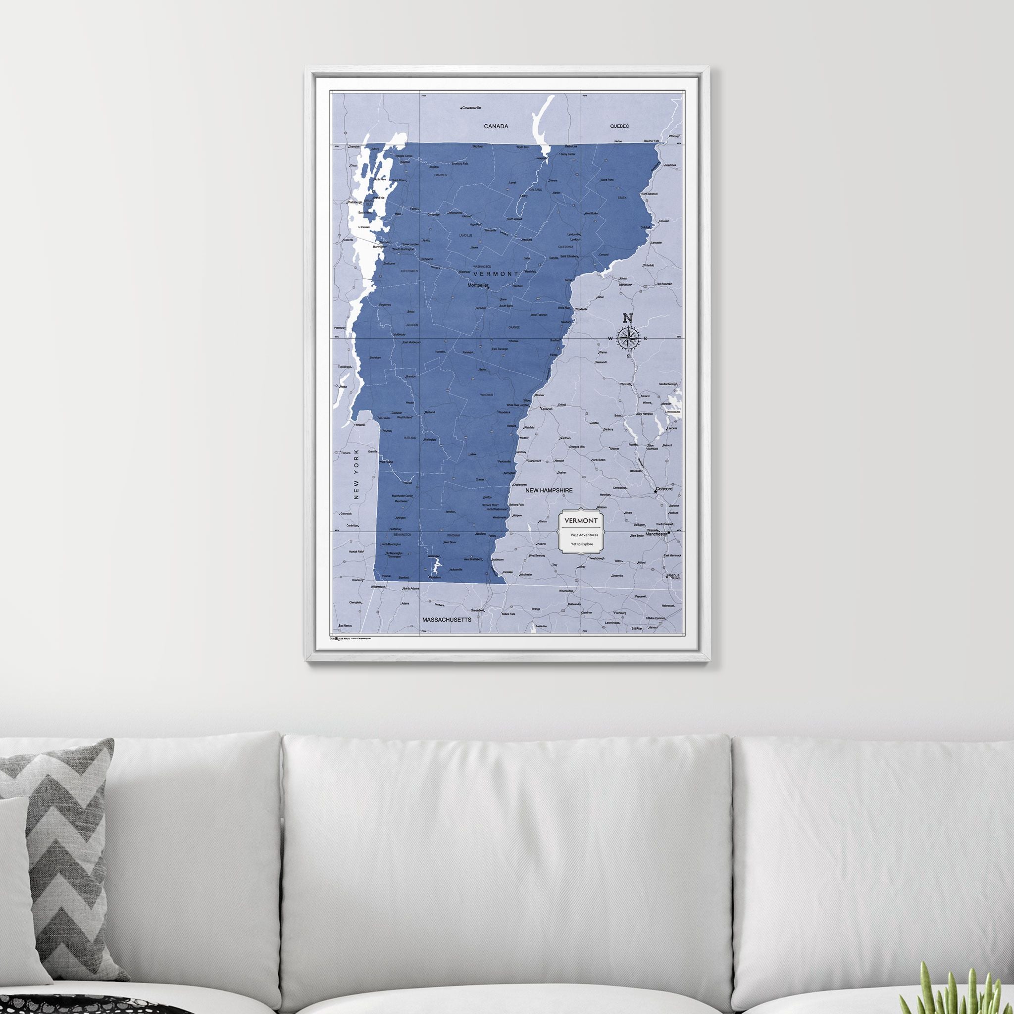 Push Pin Vermont Map (Pin Board) - Navy Color Splash CM Pin Board