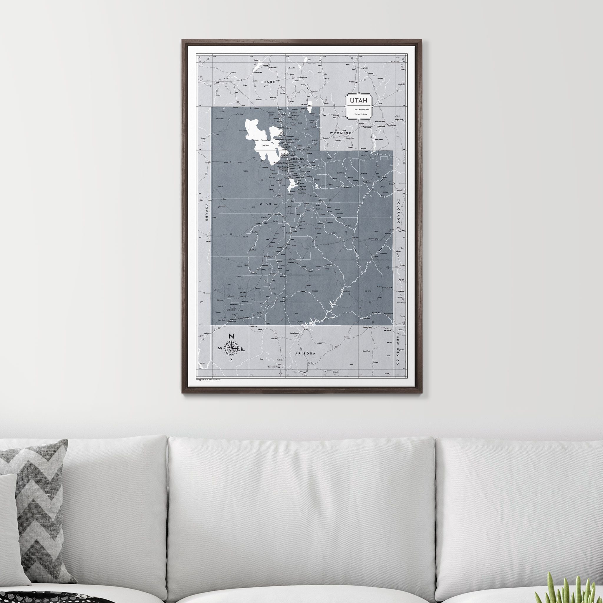 Push Pin Utah Map (Pin Board) - Dark Gray Color Splash CM Pin Board