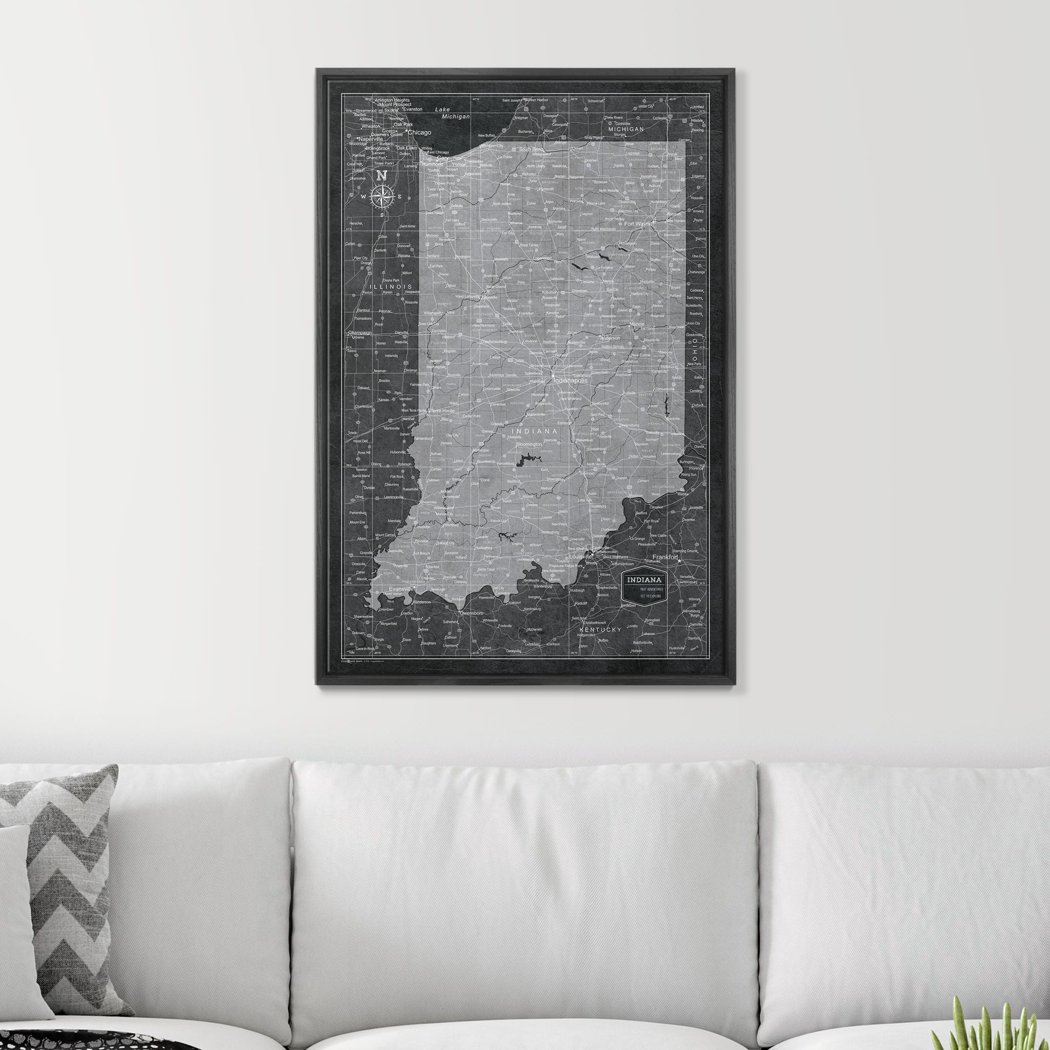 Push Pin Indiana Map (Pin Board) - Modern Slate CM Pin Board