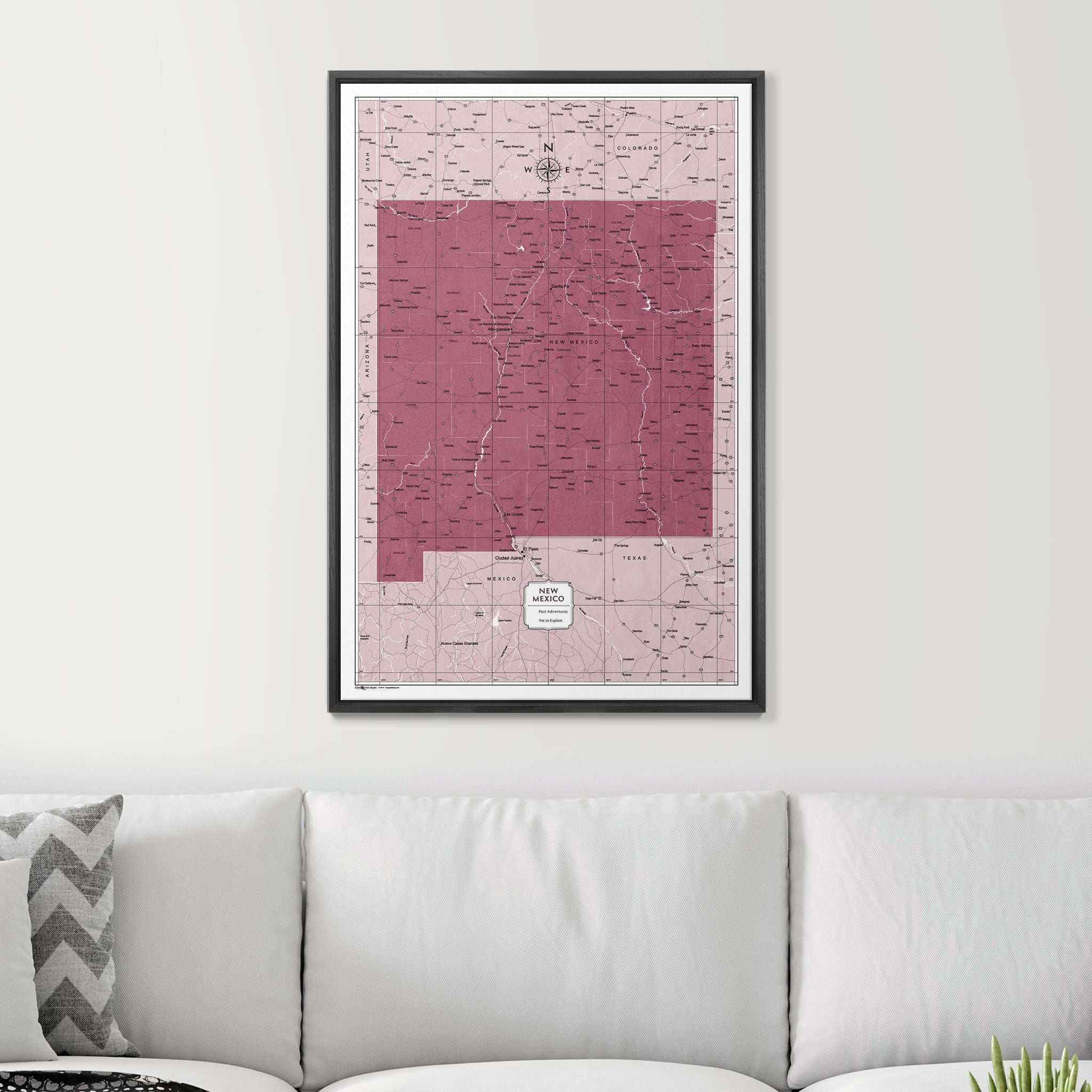 Push Pin New Mexico Map (Pin Board) - Burgundy Color Splash CM Pin Board