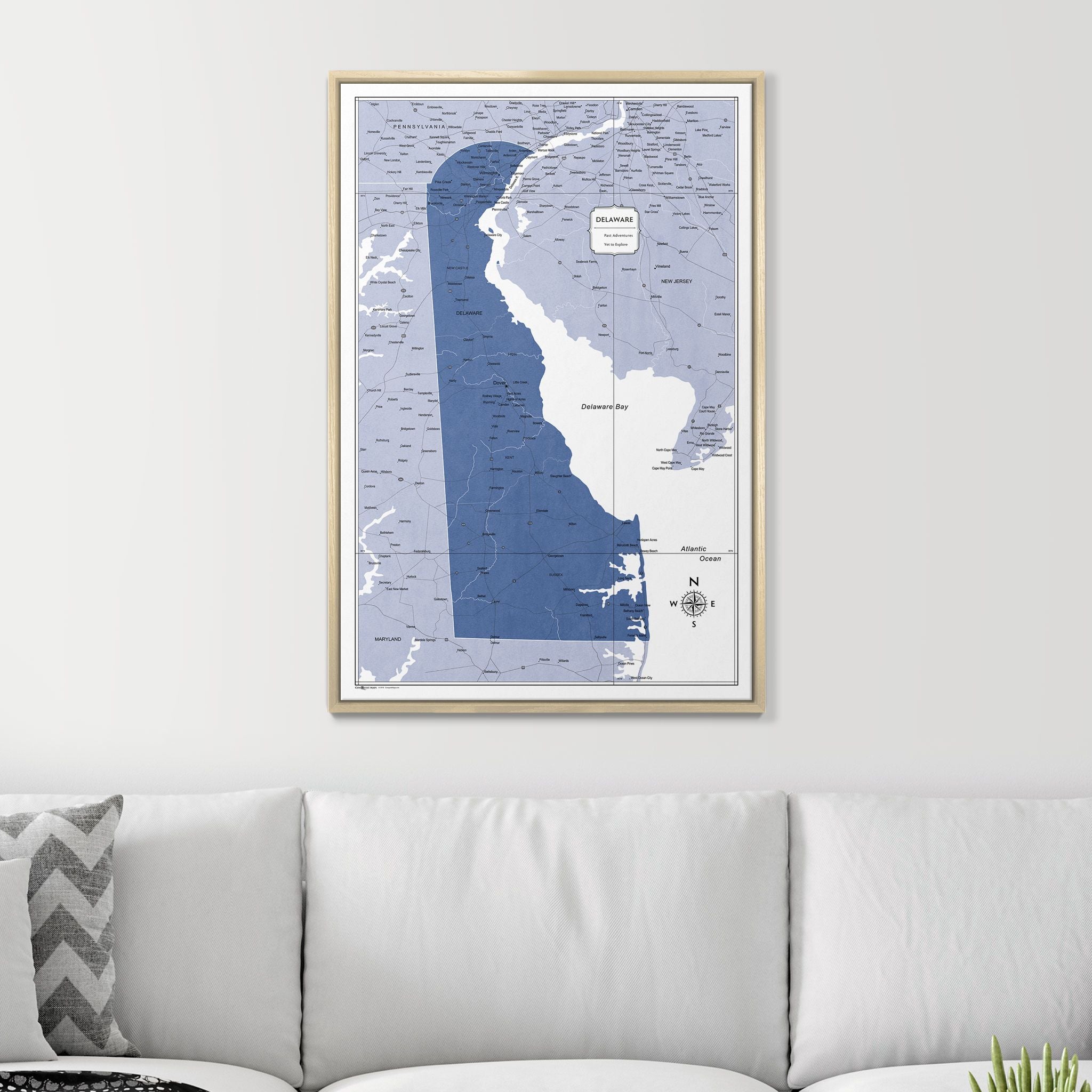 Push Pin Delaware Map (Pin Board) - Navy Color Splash CM Pin Board