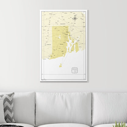 Push Pin Rhode Island Map (Pin Board) - Yellow Color Splash CM Pin Board