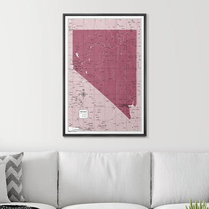 Push Pin Nevada Map (Pin Board) - Burgundy Color Splash CM Pin Board