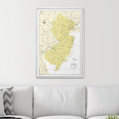 Push Pin New Jersey Map (Pin Board) - Yellow Color Splash CM Pin Board