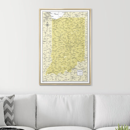 Push Pin Indiana Map (Pin Board) - Yellow Color Splash CM Pin Board