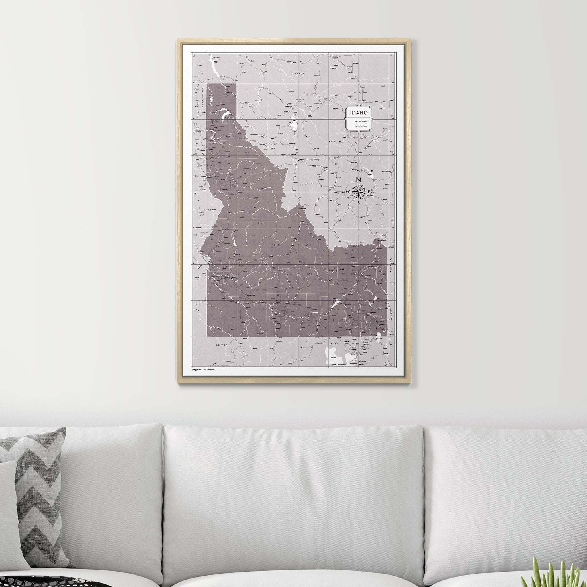 Push Pin Idaho Map (Pin Board) - Dark Brown Color Splash CM Pin Board