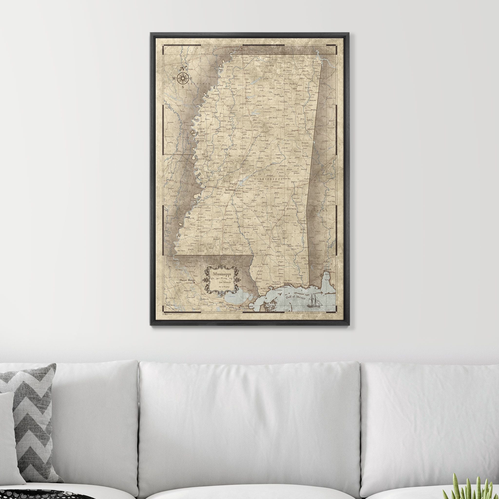 Push Pin Mississippi Map (Pin Board) - Rustic Vintage CM Pin Board