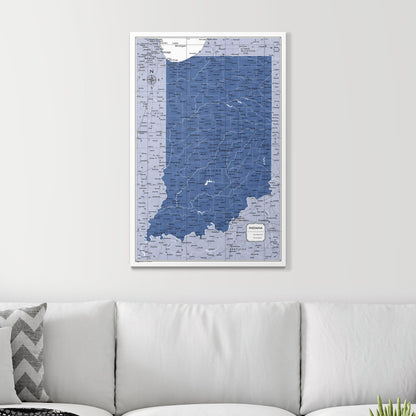 Push Pin Indiana Map (Pin Board) - Navy Color Splash CM Pin Board