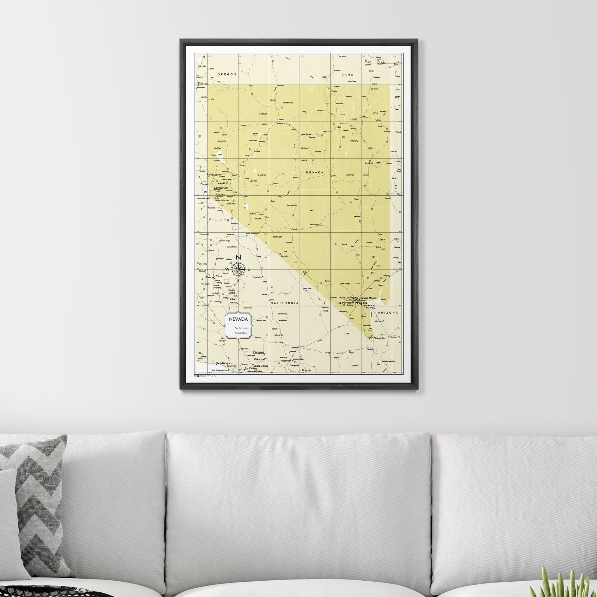 Push Pin Nevada Map (Pin Board) - Yellow Color Splash CM Pin Board