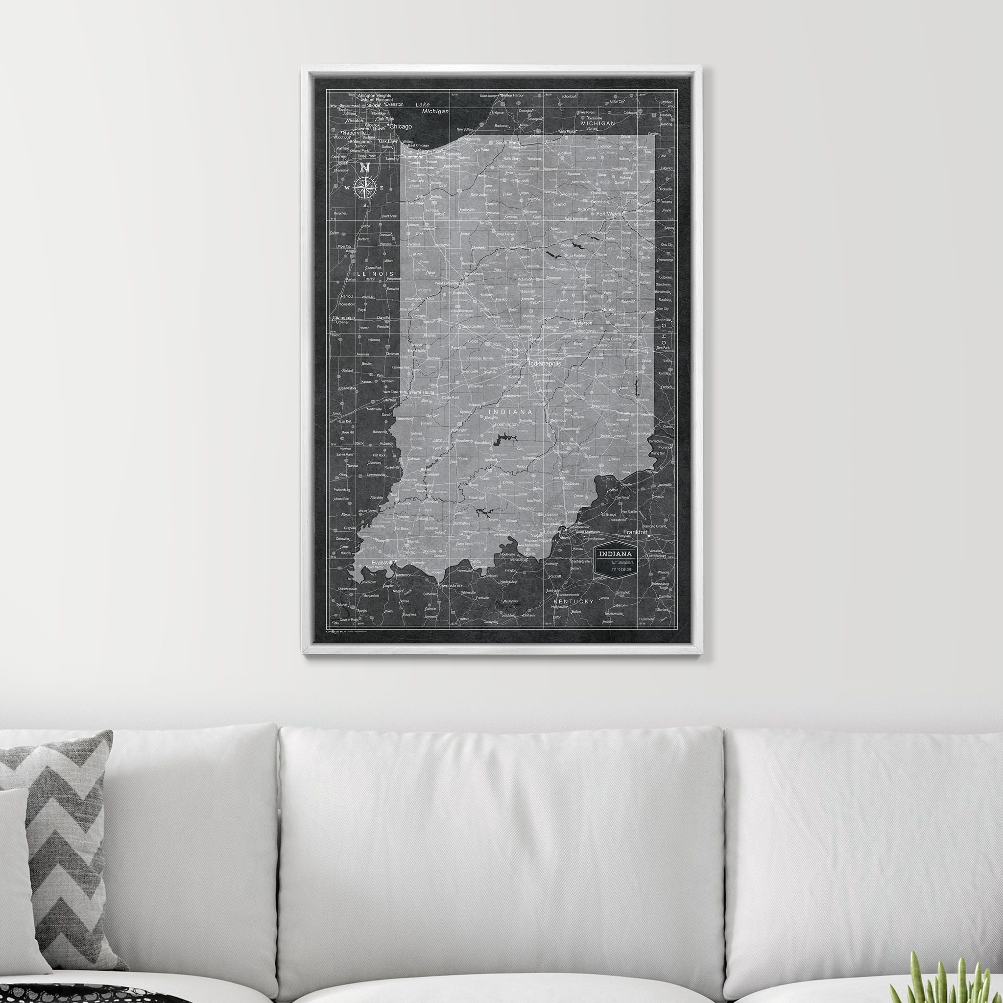 Push Pin Indiana Map (Pin Board) - Modern Slate CM Pin Board