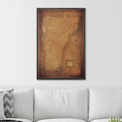 Push Pin Vermont Map (Pin Board) - Golden Aged CM Pin Board