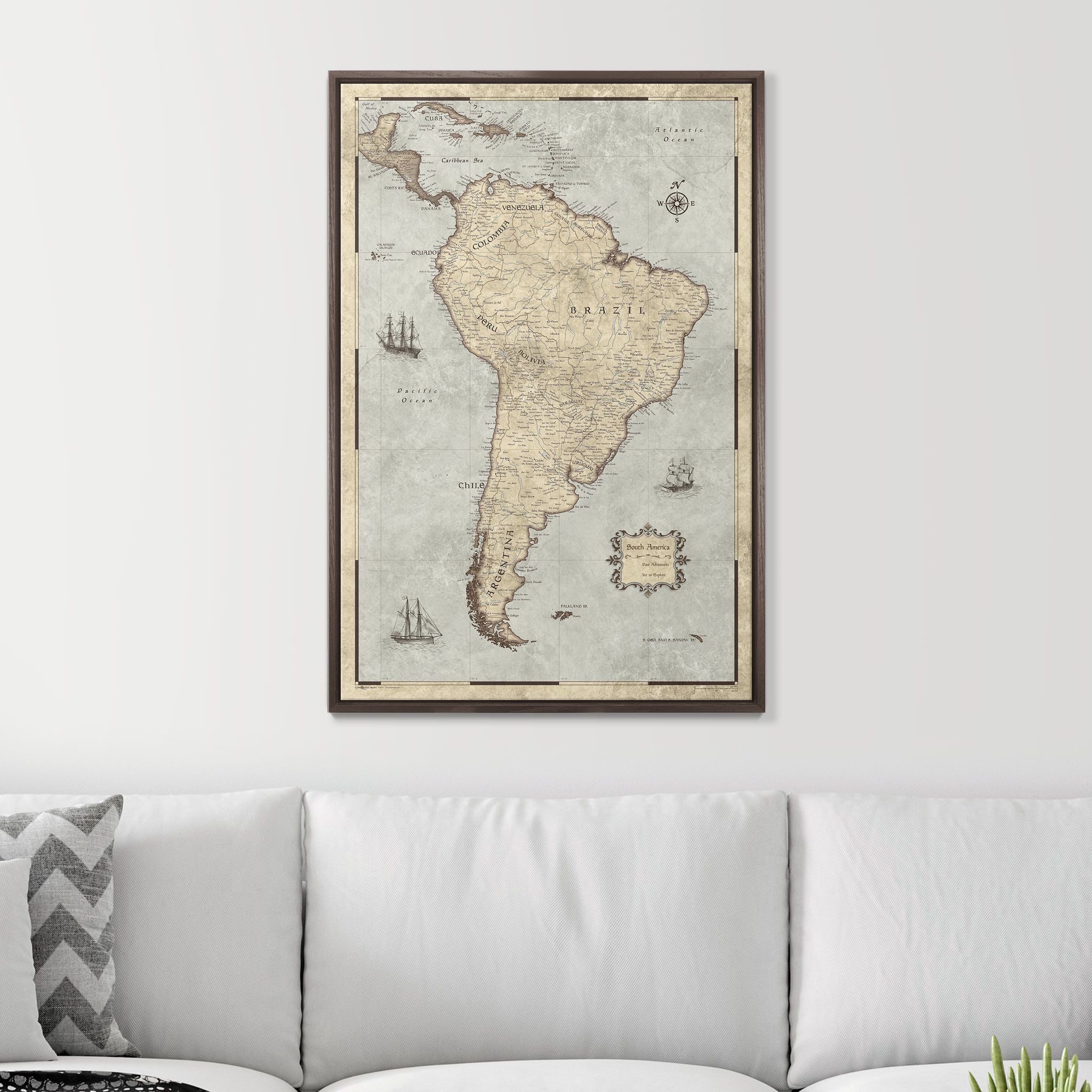 Push Pin South America Map (Pin Board) - Rustic Vintage CM Pin Board