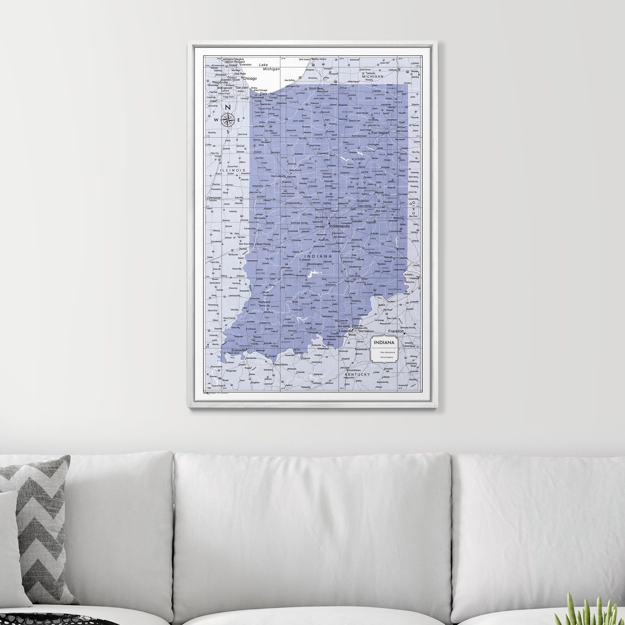 Push Pin Indiana Map (Pin Board) - Purple Color Splash CM Pin Board