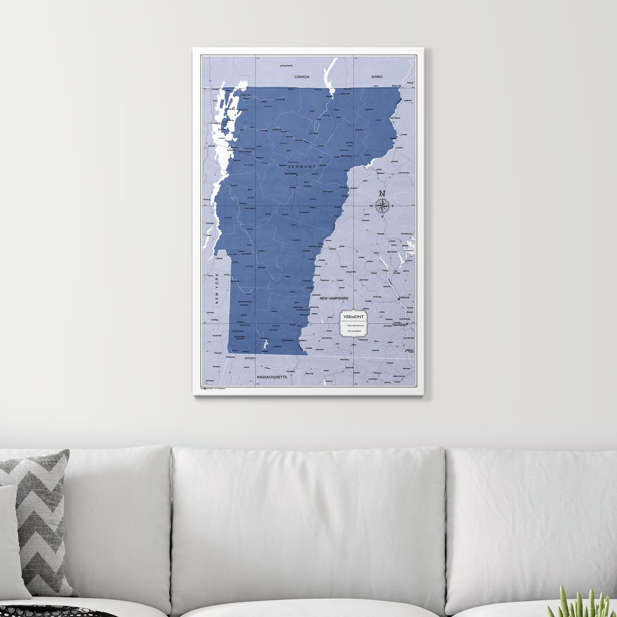 Push Pin Vermont Map (Pin Board) - Navy Color Splash CM Pin Board