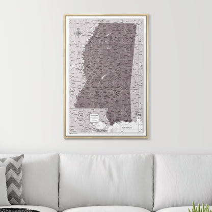 Push Pin Mississippi Map (Pin Board) - Dark Brown Color Splash CM Pin Board