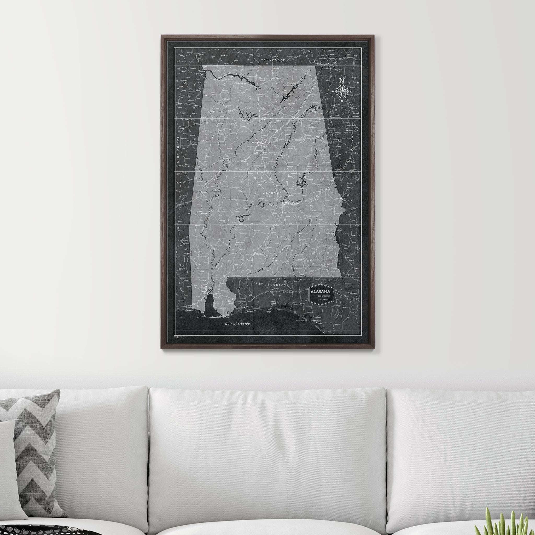 Push Pin Alabama Map (Pin Board) - Modern Slate CM Pin Board