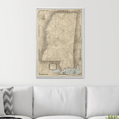 Push Pin Mississippi Map (Pin Board) - Rustic Vintage CM Pin Board