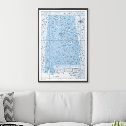 Push Pin Alabama Map (Pin Board) - Light Blue Color Splash CM Pin Board