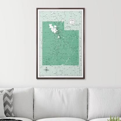 Push Pin Utah Map (Pin Board) - Green Color Splash CM Pin Board