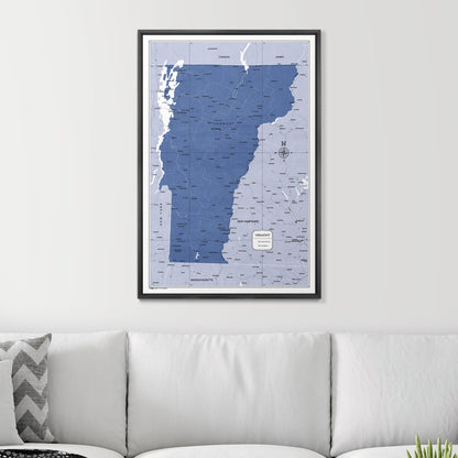 Push Pin Vermont Map (Pin Board) - Navy Color Splash CM Pin Board