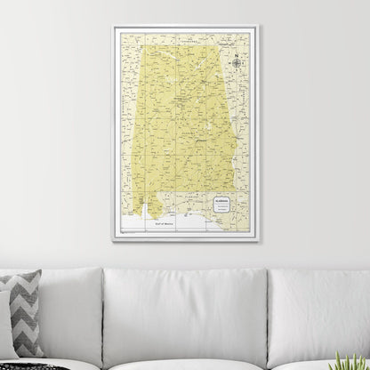 Push Pin Alabama Map (Pin Board) - Yellow Color Splash CM Pin Board