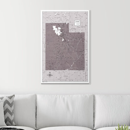 Push Pin Utah Map (Pin Board) - Dark Brown Color Splash CM Pin Board