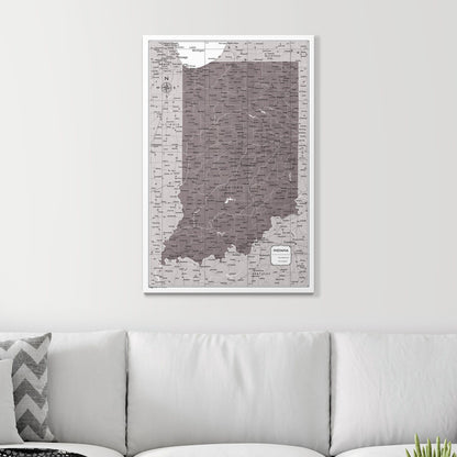 Push Pin Indiana Map (Pin Board) - Dark Brown Color Splash CM Pin Board