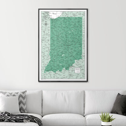 Push Pin Indiana Map (Pin Board) - Green Color Splash CM Pin Board