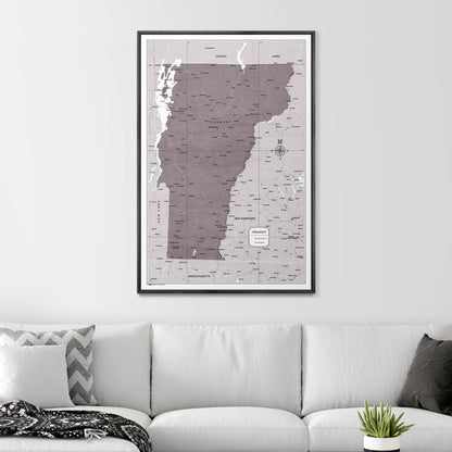 Push Pin Vermont Map (Pin Board) - Dark Brown Color Splash CM Pin Board