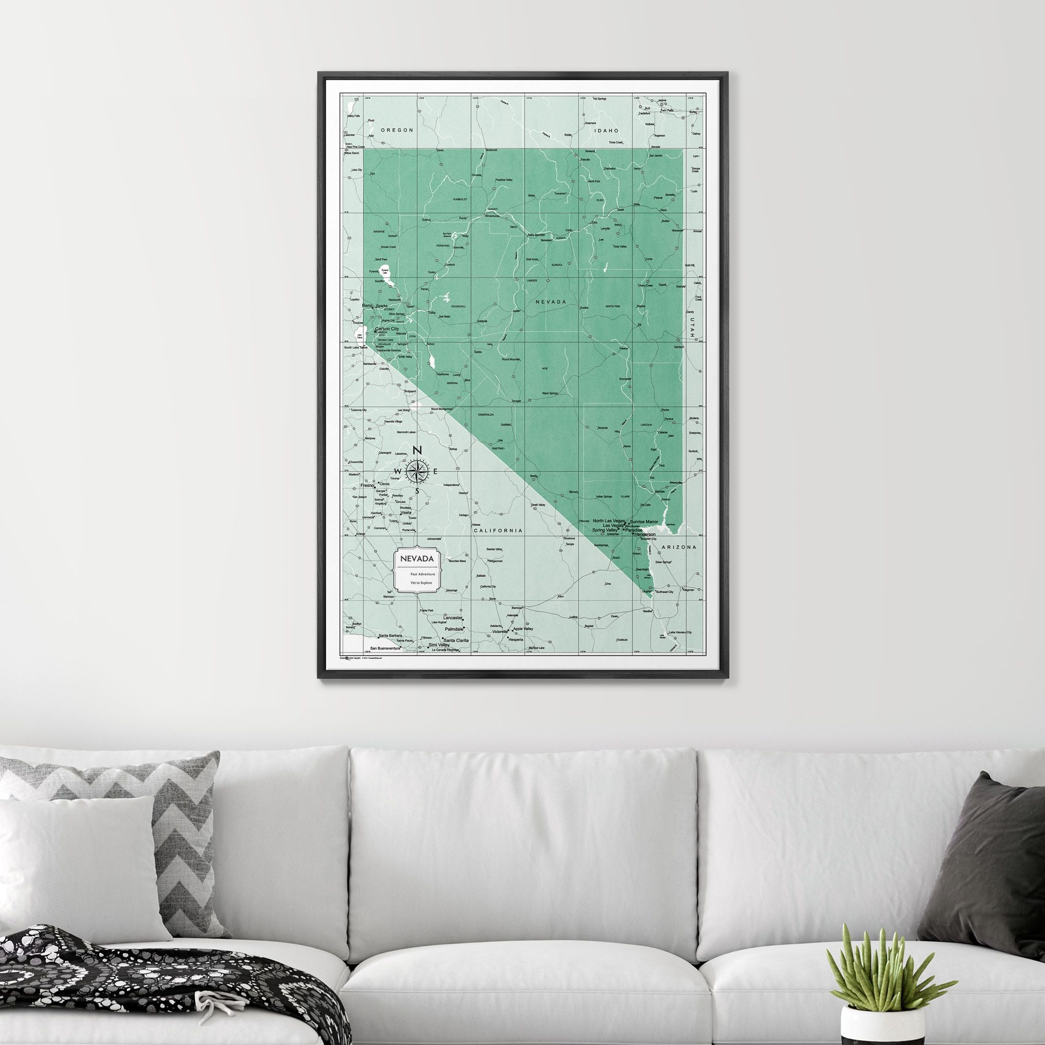 Push Pin Nevada Map (Pin Board) - Green Color Splash CM Pin Board